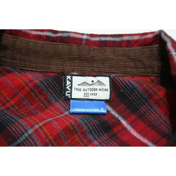 KAVU Red Plaid Flannel Shirt Dress Women S Elbow Patches Fall Festival Cabincore - Picture 3 of 8
